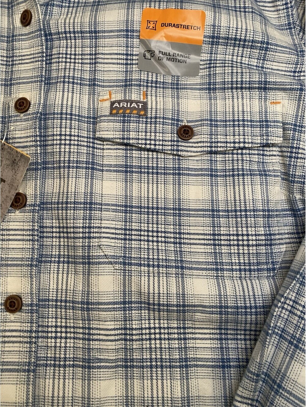 Ariat Women's Rebar Blue Plaid Long Sleeve Button-Up Work Shirt XL New with Tags - Picture 4 of 9